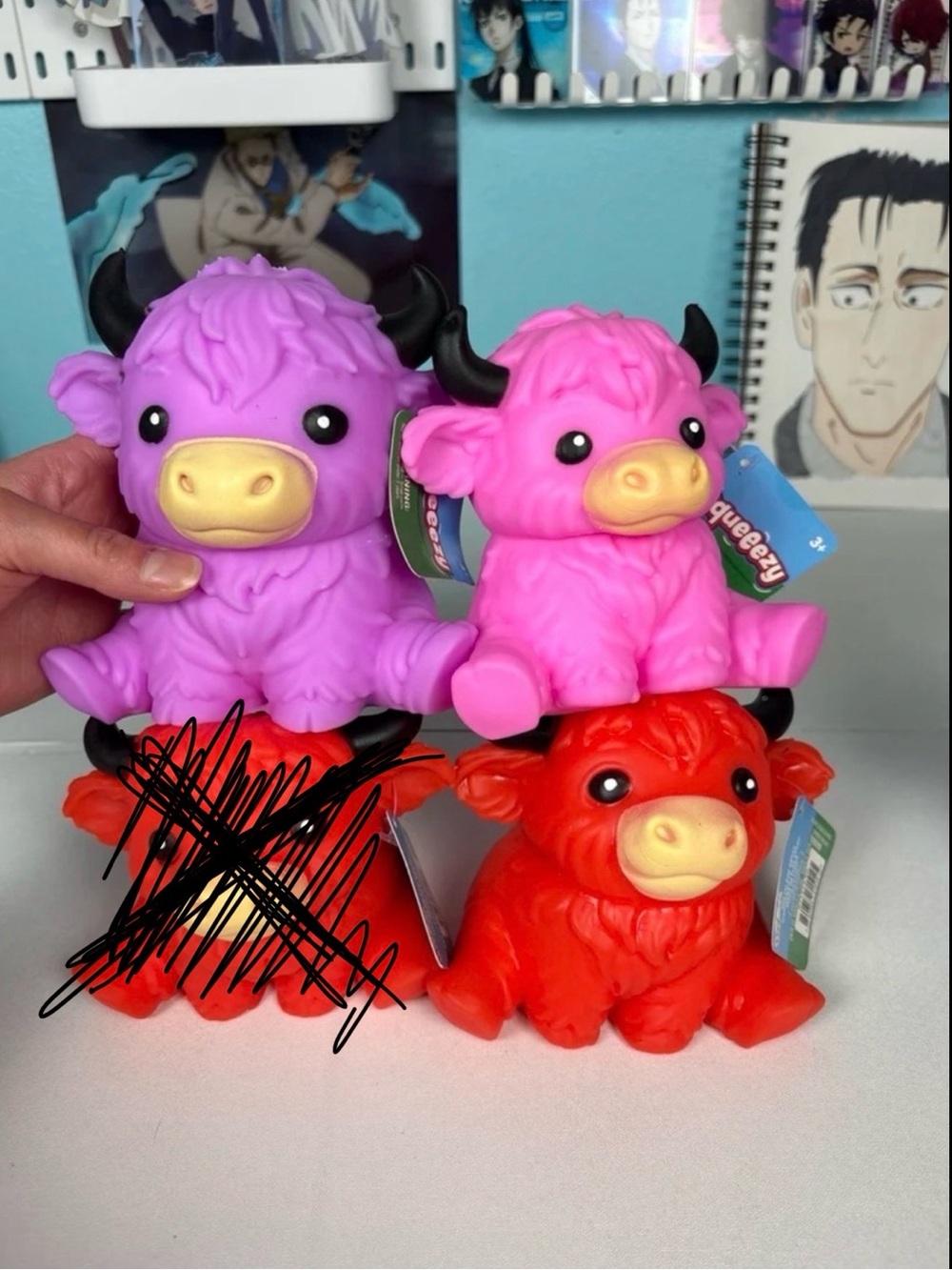 Target Plush Highland Cow Squeaky Toys - Purple, Pink, Red